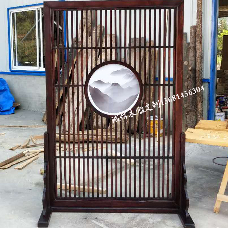 插屏实木雕刻门窗老隔扇农村庭院雕花窗户装修酒店屏风定做
