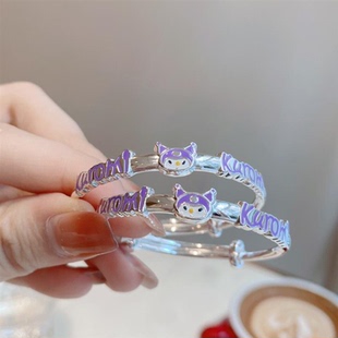 女童儿童纯银手镯男女款学生足银9999镯子卡通实心手环银手镯