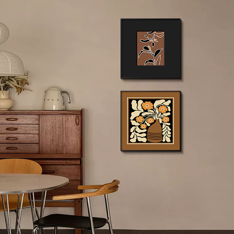 法式中古风餐厅装饰画高级感组合壁画意式极简客厅沙发背景墙挂画图片