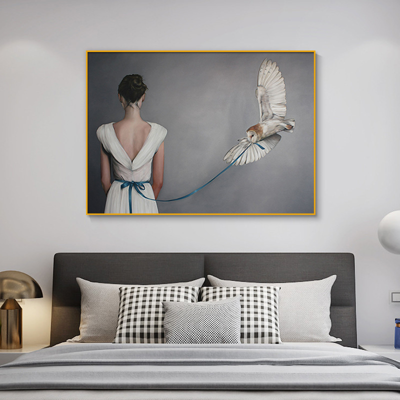 后现代轻奢人物装饰画北欧美女温馨挂画简约客厅墙画创意图片