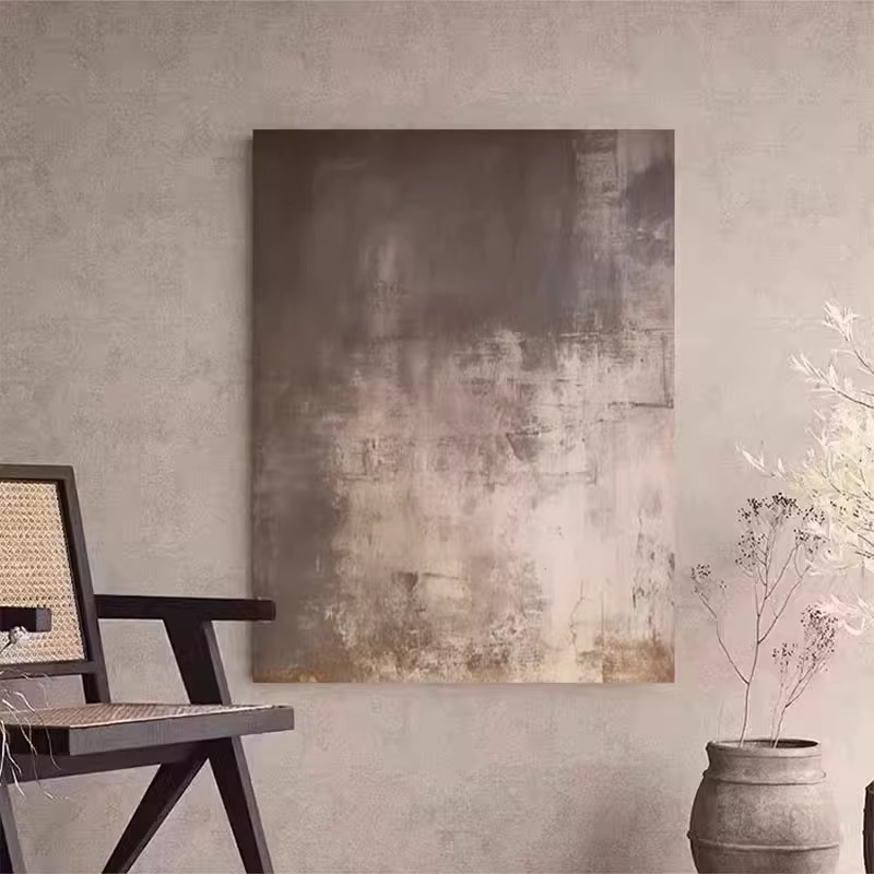 抽象无框画侘寂风挂画水泥墙工业风酒吧民宿装饰画客厅入户玄关壁图片