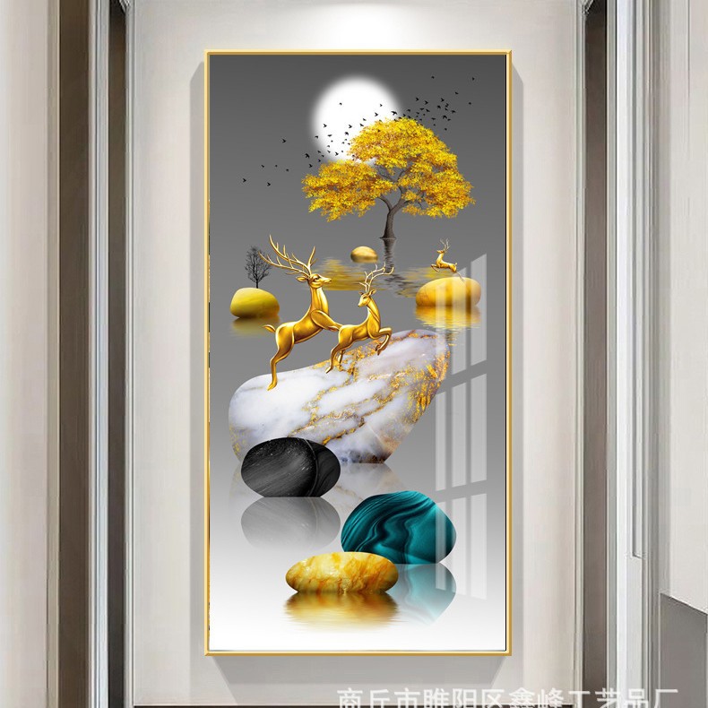 入户客厅玄关装饰画北欧现代简约走廊尽头背景墙壁画过道挂画晶瓷图片