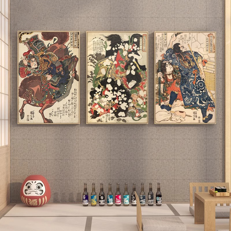歌川国芳 水浒日式风格玄关客厅装饰画餐厅挂画日料店居酒屋壁画图片