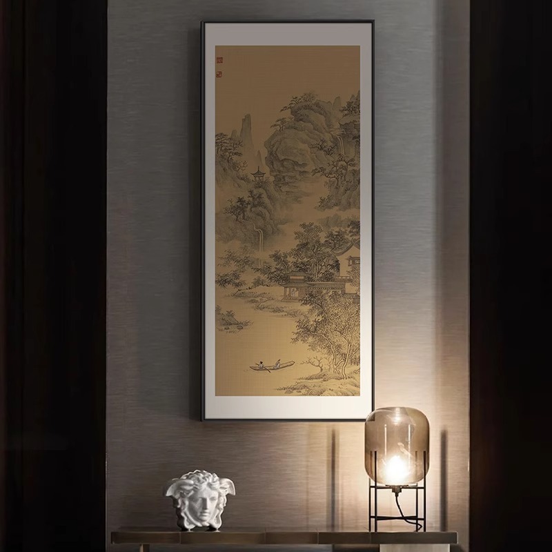 新中式仿古山水玄关走廊装饰画酒店民宿茶室大堂过道墙宋代风景图片