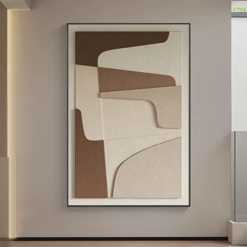 立体客厅装饰画现代简约抽象砂岩画竖版沙发背景墙落地画玄关挂画图片