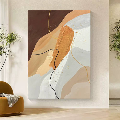 手绘油画橙色艺术玄关装饰画现代简约客厅沙发背景墙抽象肌理挂画