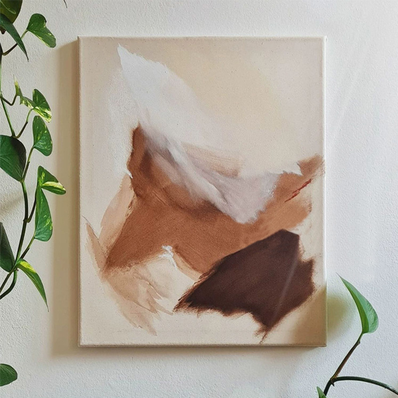 浅语 侘寂风纯手绘油画抽象艺术小众装饰画客厅书房大幅竖版挂画图片
