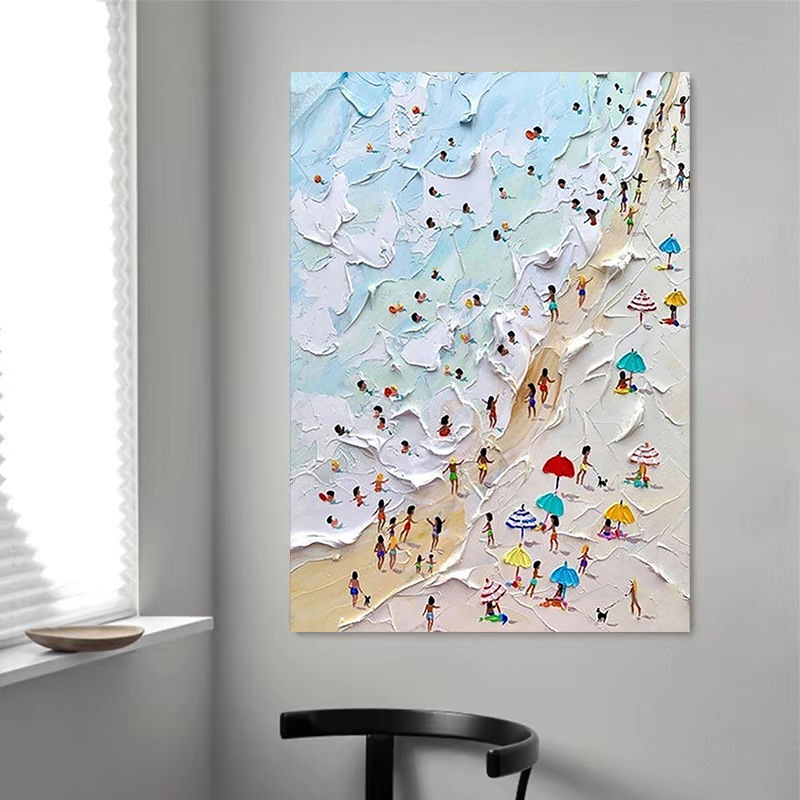 高级感壁画玄关海滩餐厅装饰画客厅沙发背景走廊简约无框海浪挂画图片