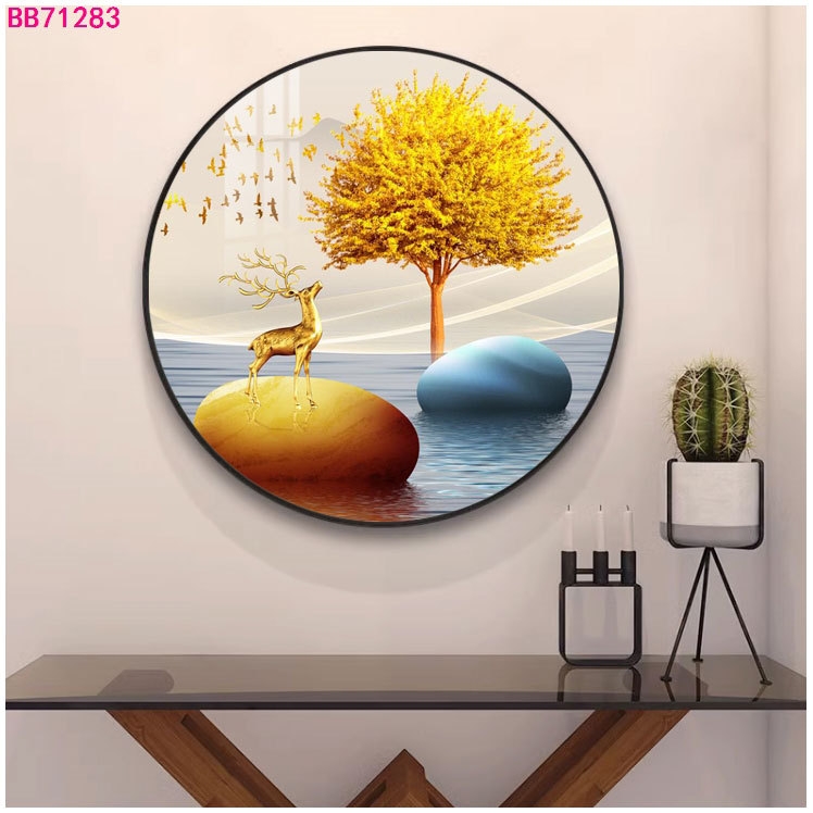 新中式圆形装饰画餐厅壁画进门玄关走廊背景墙客厅过道寓意好挂画图片