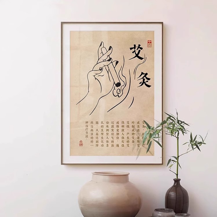 现代养生馆大堂装饰画新中式中医推拿按摩针灸理疗挂画客厅壁画图片
