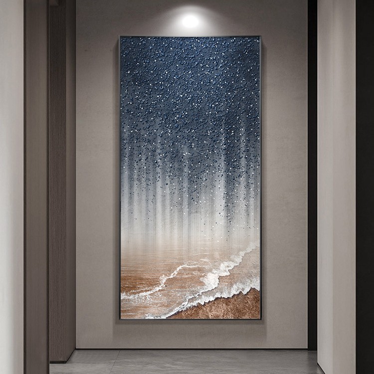 大芬村油画手绘星空高级感玄关客厅装饰画肌理画轻奢走廊过道壁画图片