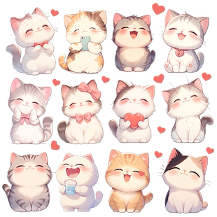 猫咪墙贴纸门贴自粘卡通可爱趣味贴画儿童房布置装饰墙纸温馨壁纸