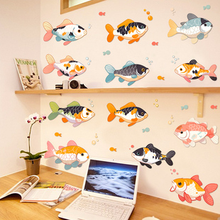 卫生间浴室厕所瓷砖防水贴画装饰创意个性墙贴玻璃门贴纸卡通鲤鱼