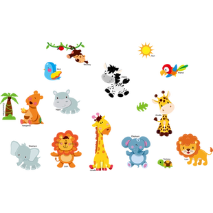 卡通可爱小动物墙贴画儿童房宝宝卧室装饰贴纸橱柜门玻璃贴幼儿园