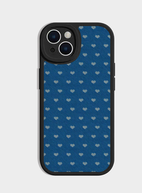 蓝色爱心适用iPhone16prom苹果14小米15荣耀300水彩风vivos19华为mate70可爱女pura70opporeno13小羊皮手机壳