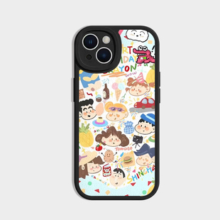适用苹果iPhone15promax手机壳小米14可爱oppo软壳iqoo12保护套vivox100华为pura70手绘红米k70 涂鸦小新