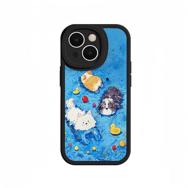 油画艺术小狗适用iPhone16promax新款mate60华为p70nova荣耀200小羊皮手机壳13opporeno12vivox100苹果15