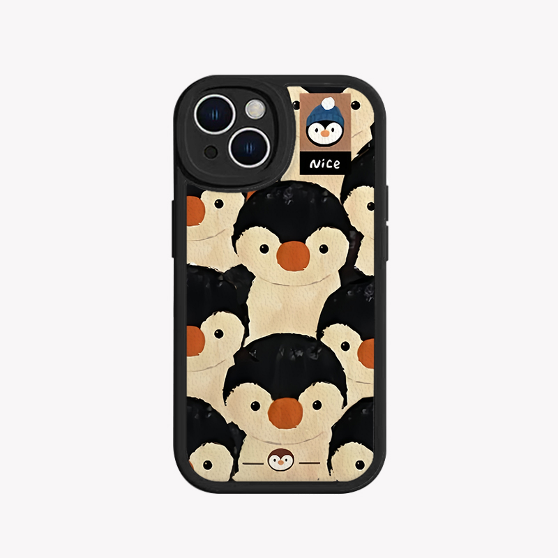 企鹅ins小众适用iPhone16promax苹果15新款mate60华为p70荣耀200小羊皮手机壳13opporeno12小米14vivox100