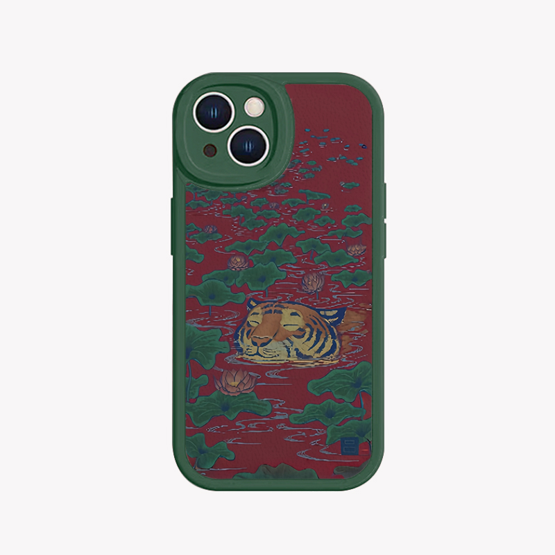 莲花池老虎适用iPhone16promax苹果15新款mate60华为p70nova荣耀200小羊皮手机壳13小米14opporeno12vivos100