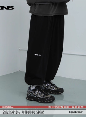 TGNS廓形工装裤黑色卫裤男生春季抽绳束脚裤运动宽松垂感休闲长裤