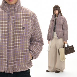 【chammy直播专属】TGNS立领格子棉服格纹棉衣加厚棉袄保暖外套