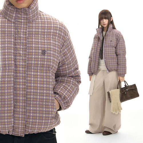 【chammy直播专属】TGNS立领格子棉服格纹棉衣加厚棉袄保暖外套