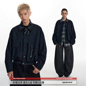 复古串珠帆布夹克男宽松设计感上衣 美式 TGNS巴恩风工装 外套女春季