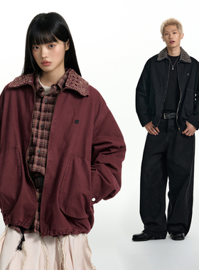 【一衣两穿】TGNS镂空针织领外套女秋季美式复古巴恩风翻领夹克男