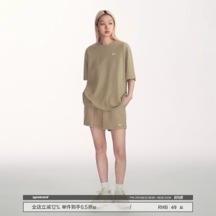 運動寬松休閑套裝 女 秋季 長袖 慵懶風套裝 TGNS華夫格衛衣加短褲