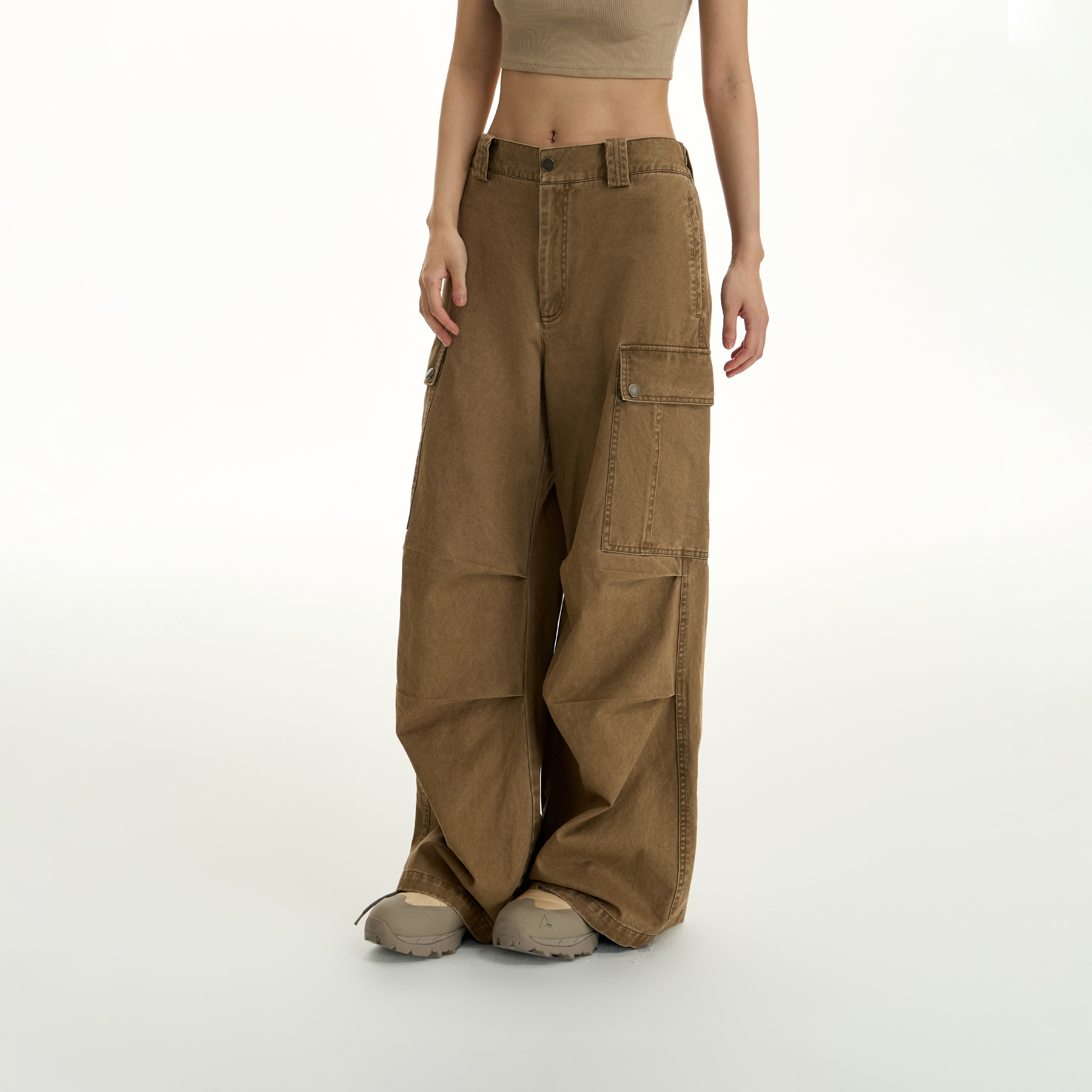 TGNS大口袋收褶长裤男阔腿工装裤