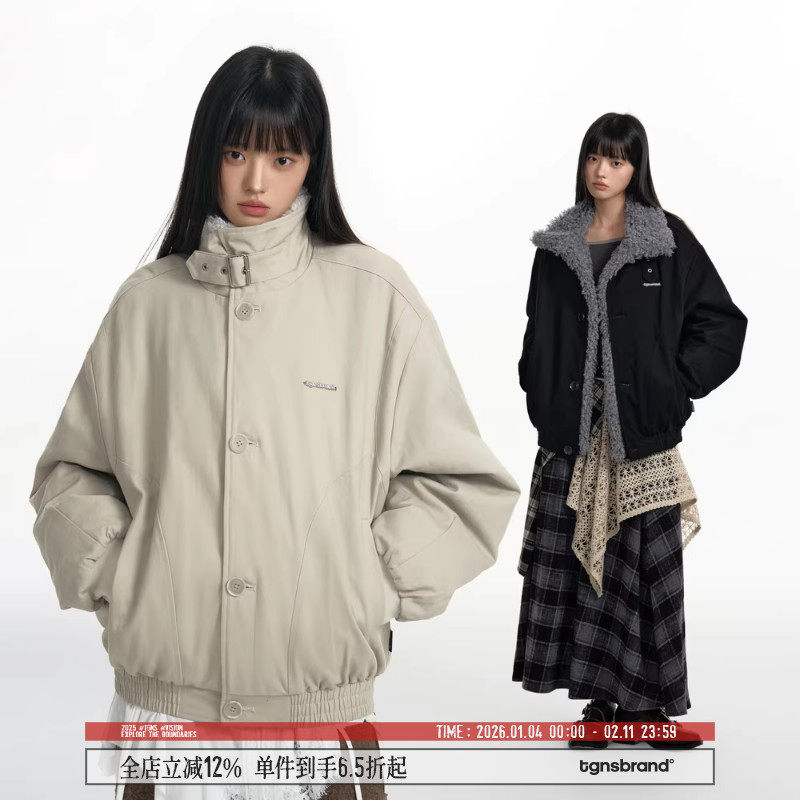 TGNS仿毛领座山雕外套女秋冬加绒加厚美式复古立领工装夹克棉服男,男装,夹克,淘宝优惠券,粉丝福利购,淘宝优惠卷