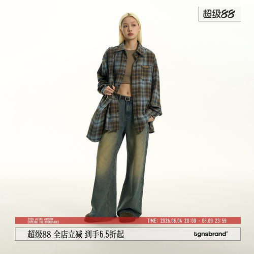 TGNS磨毛格子衬衫美式情侣外套
