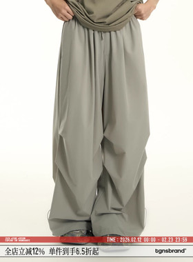 TGNS百搭伞兵裤女生抽绳运动裤美式工装降落伞裤宽松休闲长裤子男