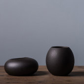 摆设装 创意黑陶简约 饰水培花插 花器 日式 手工粗陶新品 花瓶陶瓷