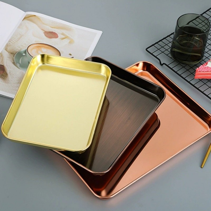 304不锈钢托盘长方形金色韩式新品商用带网沥油盘烧烤浅盘玫瑰金,餐饮具,盘,淘宝优惠券,粉丝福利购,淘宝优惠卷