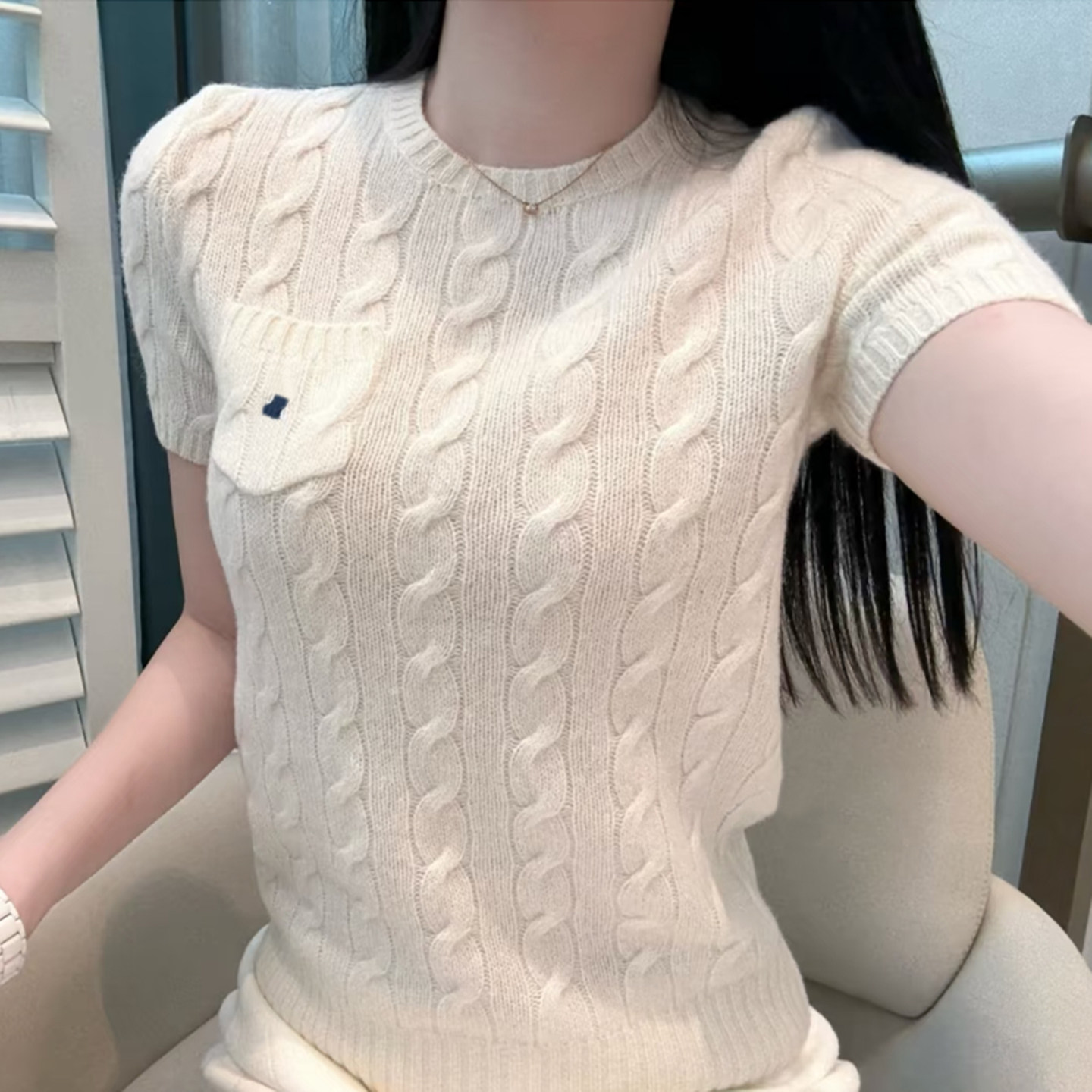 NGRM老钱风羊毛羊绒针织短袖