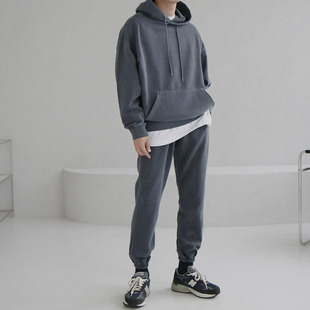 男士时尚休闲运动服套装新款秋冬季带帽宽松外套卫衣男长裤卫裤潮