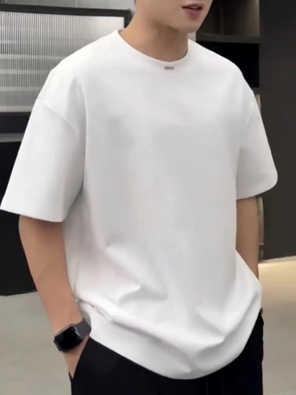 2026夏季新款极简风男士设计款短袖T恤 简约休闲百搭宽松透气半袖