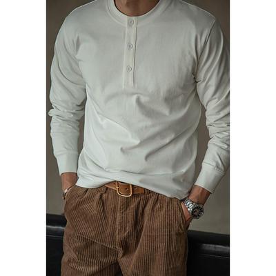 美式复古重磅亨利衫男