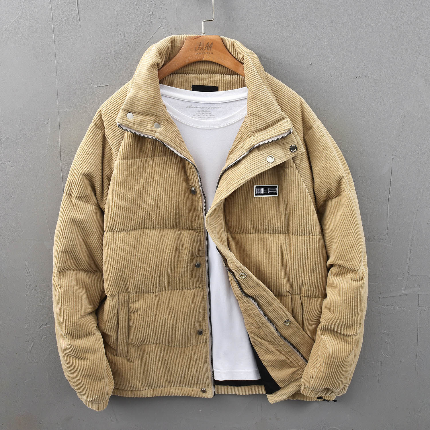 冬季灯芯绒保暖羽绒棉服男士