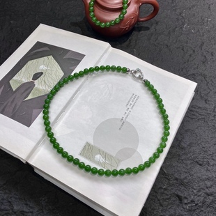 天然和田碧玉8mm圆珠项链日常百搭高级感送礼佳品