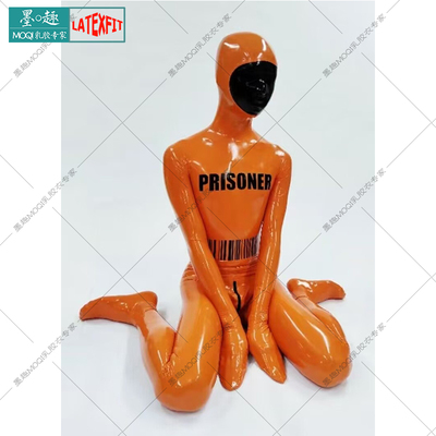 cosplay乳胶紧身衣男女微孔 latex橙色乳胶衣 PRISONER胶衣定制