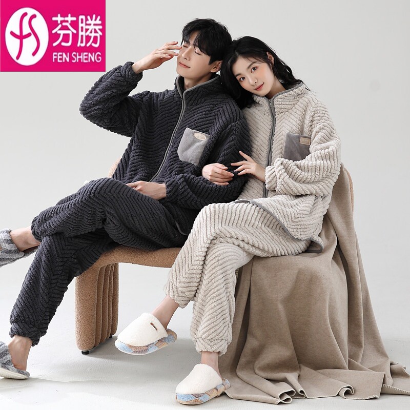 睡衣情侣款冬加绒加厚2026新款珊瑚绒长袖男女冬天保暖家居服套装