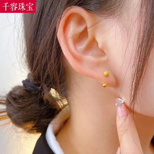 黄金U型金豆豆耳环女款