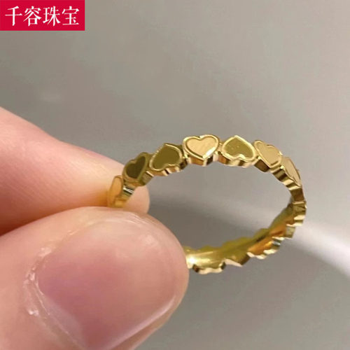 女款足金戒指新款爱心指环