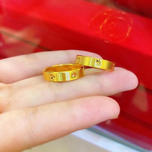 3d车花戒指足金999情侣素圈