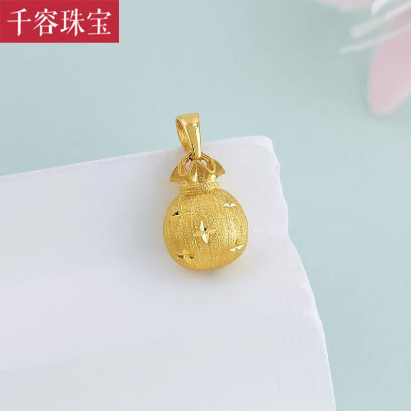 5G黄金福袋吊坠女999足金新款气质拉丝车花项链纯金挂坠送礼自用