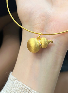 拉丝点钻正品999足金葫芦吊坠