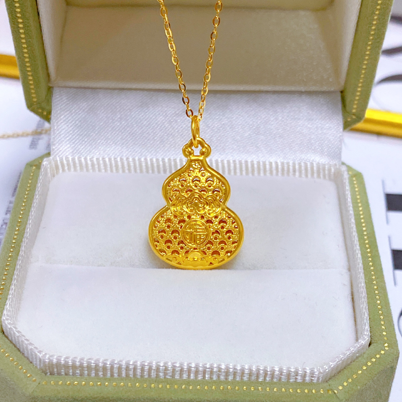 送女友999足金宫廷风福禄项链5D