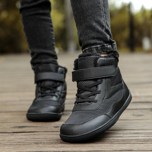 厂家直销跨境新款儿童宽头保暖棉鞋中帮加绒加厚防水魔术贴雪地靴